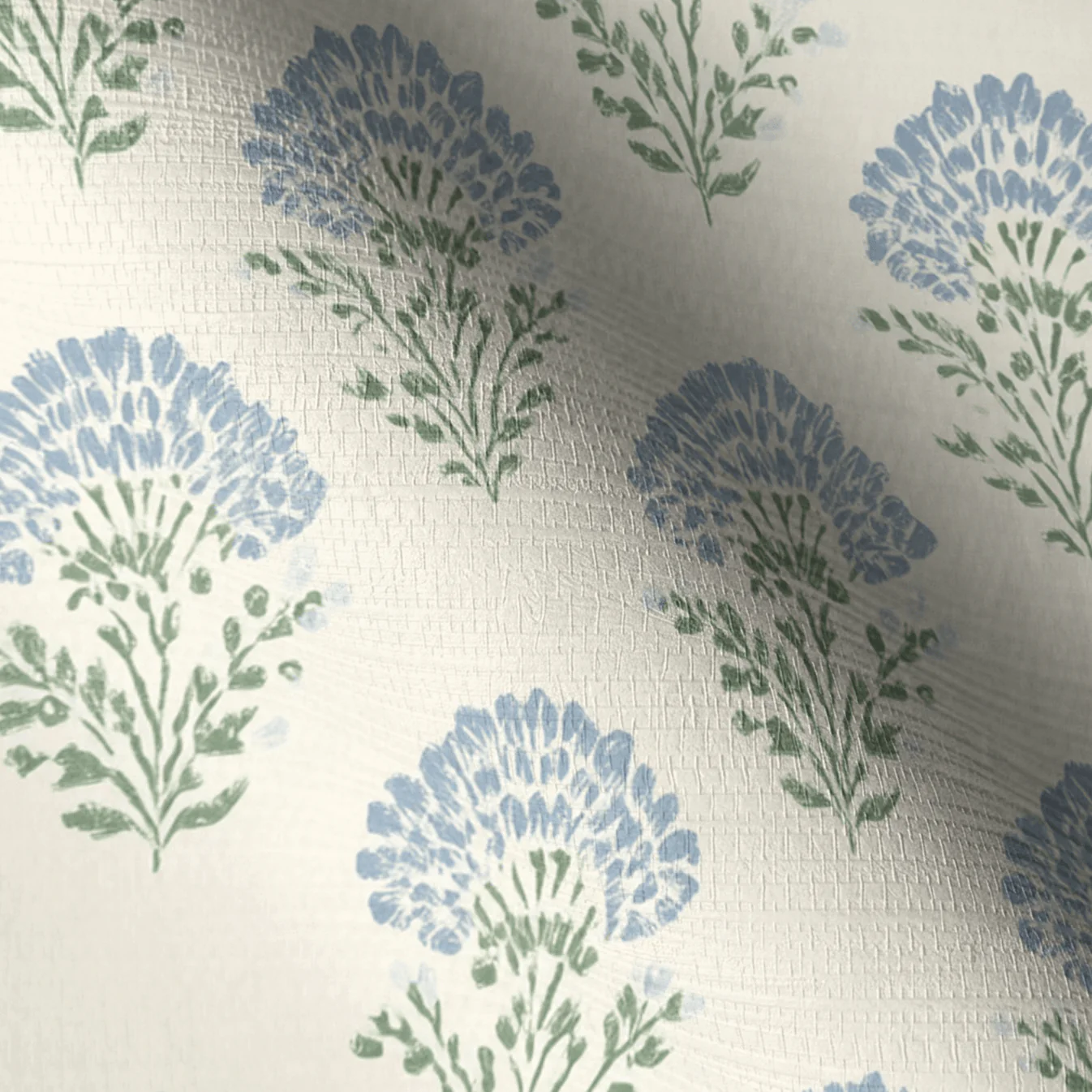 Blooming Blues Faux Grasscloth Wallpaper - Image 3