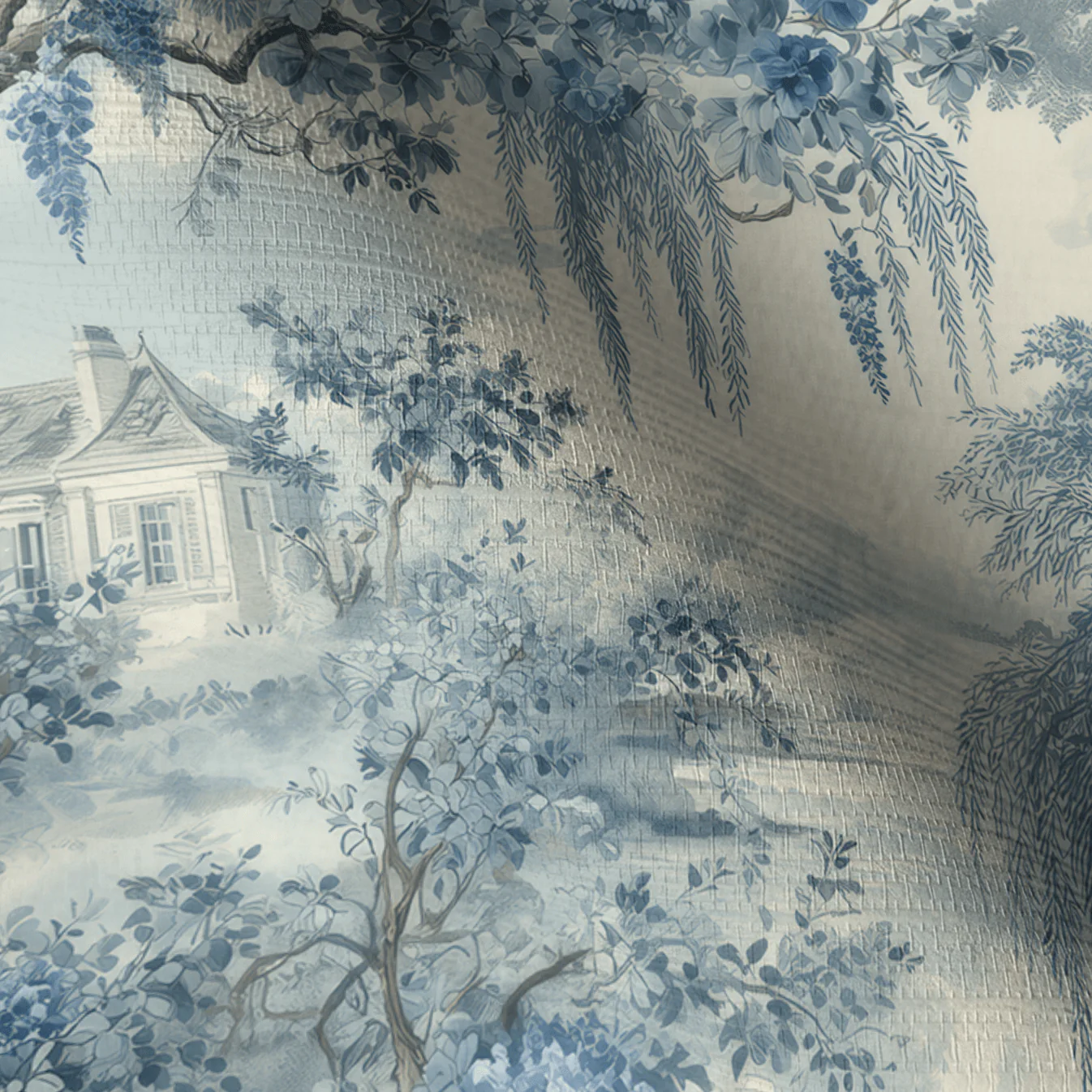 Blue Willow Faux Grasscloth Wallpaper - Image 3